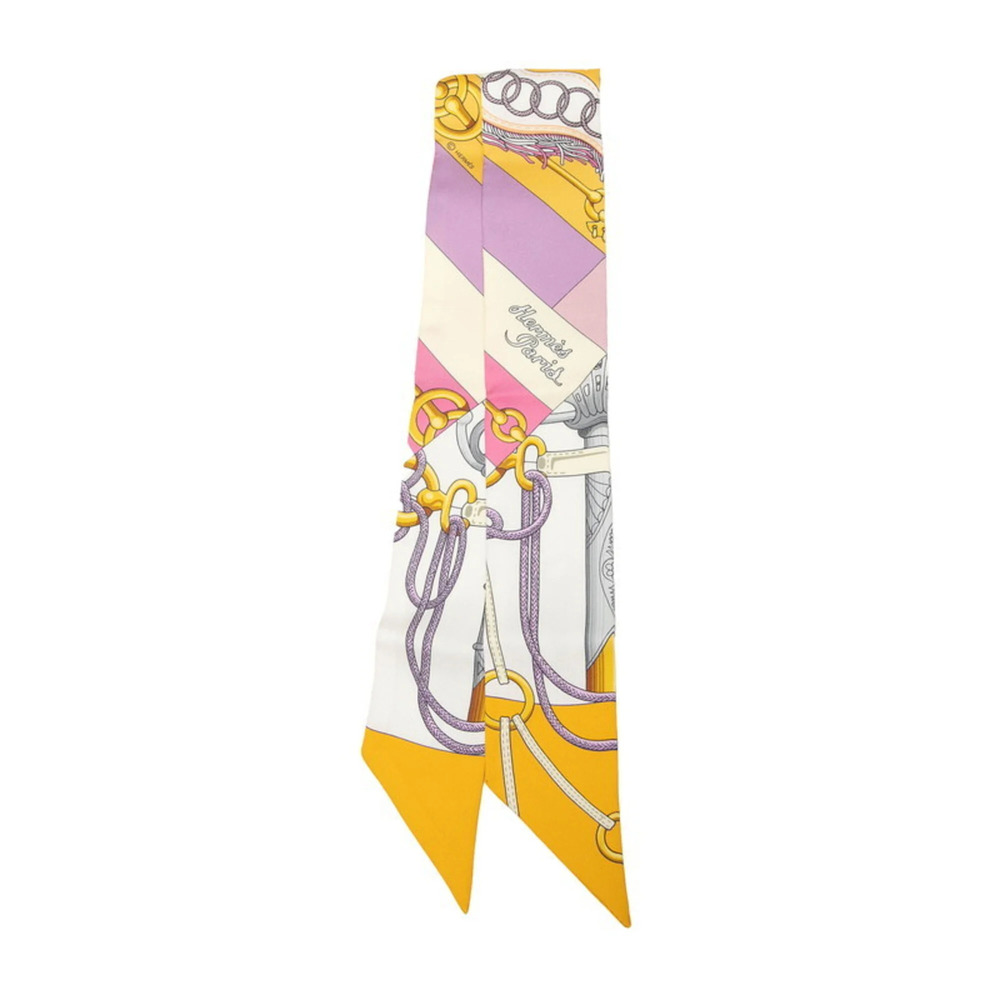 Hermes Twilly Cliquetis Scarf Muffler Yellow Multicolor Silk Women's HERMES